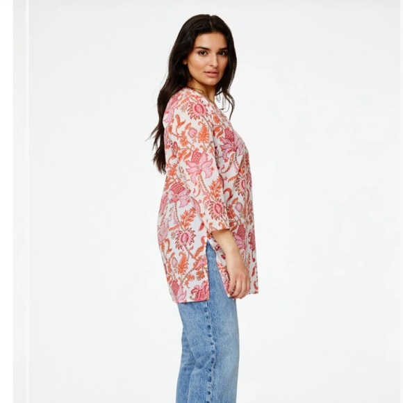 Roberta Roller Rabbit Amanda Kurta Orange and white bohemian NEW 100% cotton - Picture 6 of 15